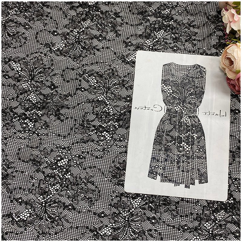 Lace Fabric Ditsy Floral Sequin Polyester for Women's Wear Wholesale S 14
